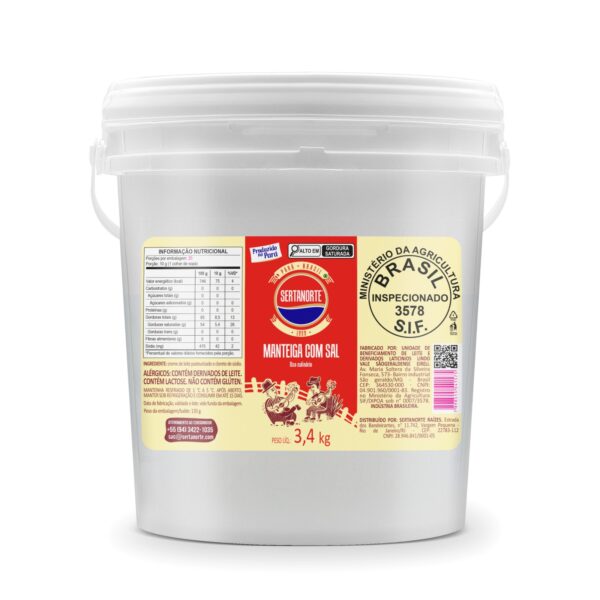 MANTEIGA COM SAL  BALDE 3,4 KG