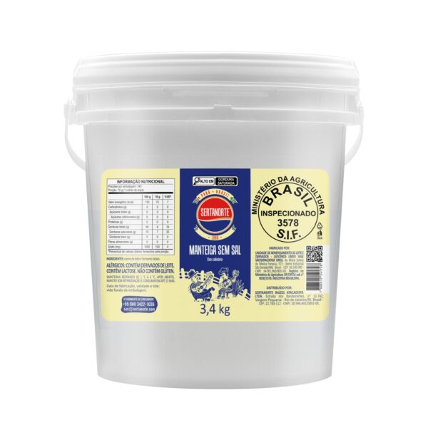 MANTEIGA SEM SAL BALDE 3,6KG